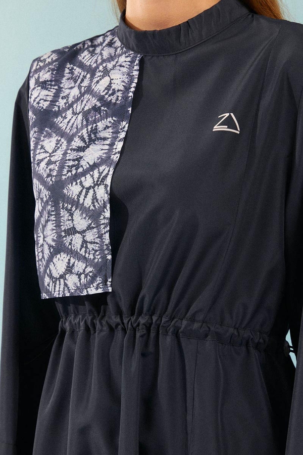 Patterned Swimsuit Set Dark Navy - 2