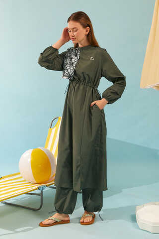 Patterned Swimsuit Set Khaki - 3