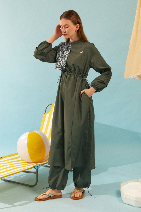 Patterned Swimsuit Set Khaki - 3