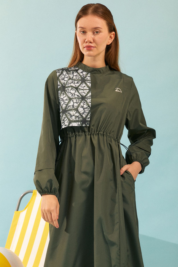 Patterned Swimsuit Set Khaki 