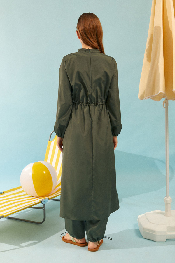 Patterned Swimsuit Set Khaki - 5