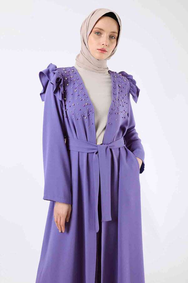 Pearl Embroidered Abaya Suit Blue - 2