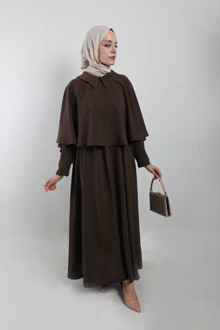 Pelerinli Elbise Acı Kahve - 3