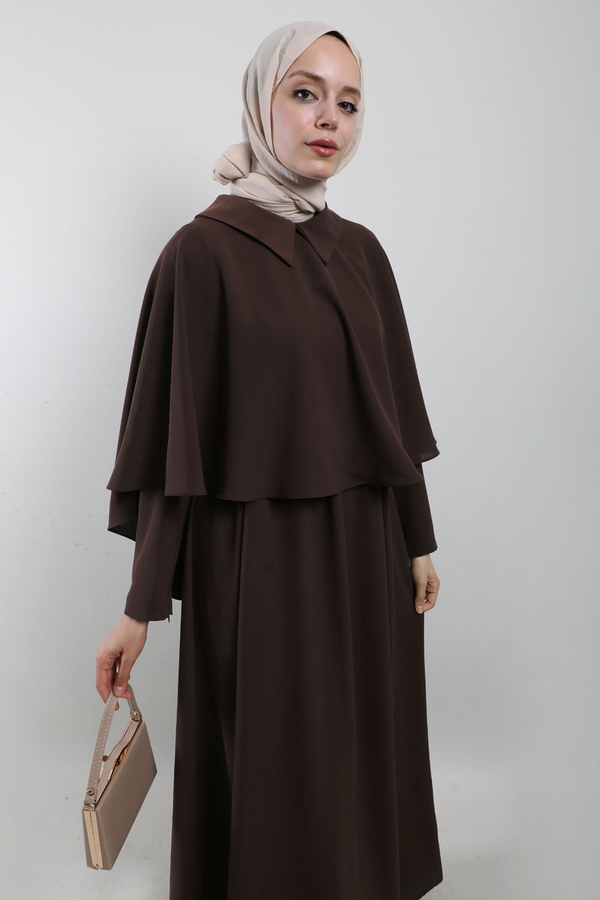 Pelerinli Elbise Acı Kahve - 4