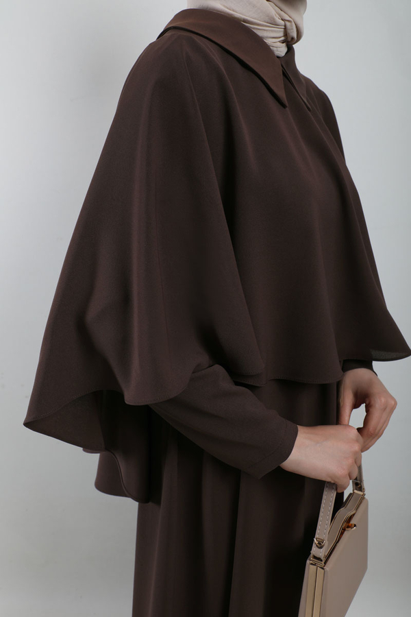 Pelerinli Elbise Acı Kahve - 5