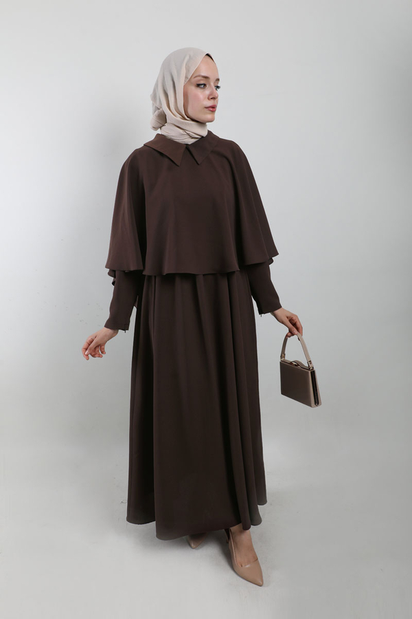 Pelerinli Elbise Acı Kahve - 3