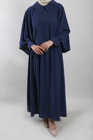 Pelerinli Elbise Lacivert - 2