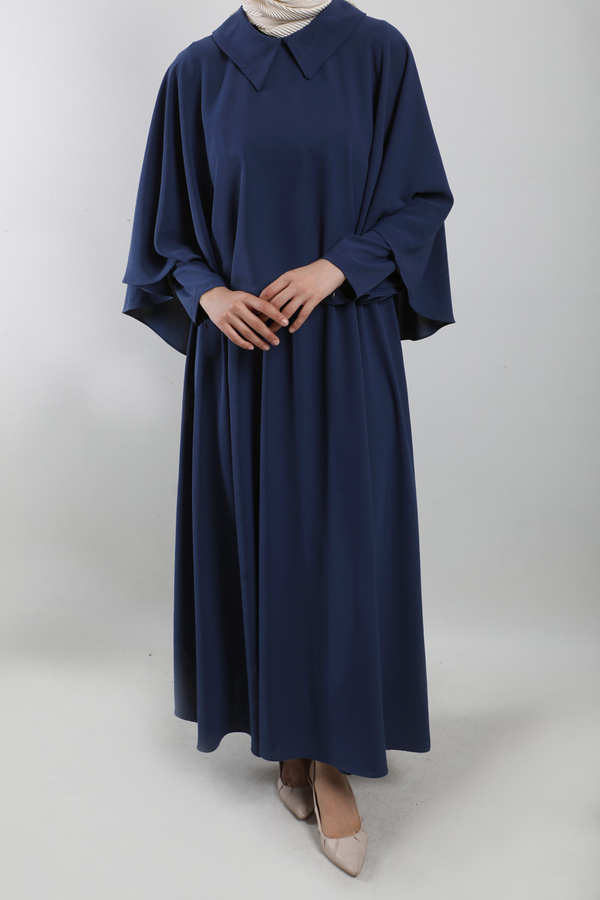 Pelerinli Elbise Lacivert - 2
