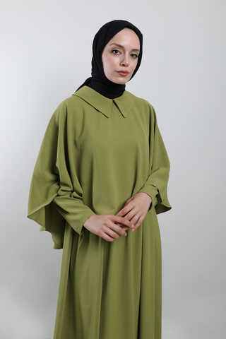 Pelerinli Elbise Yağ Yeşili - 3