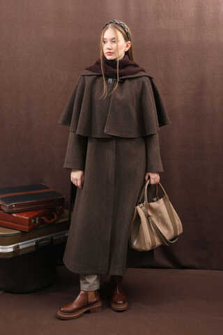 Pelerinli Kaban Kahverengi - 9