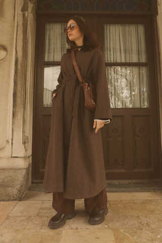 Pelerinli Kaban Kahverengi - 4