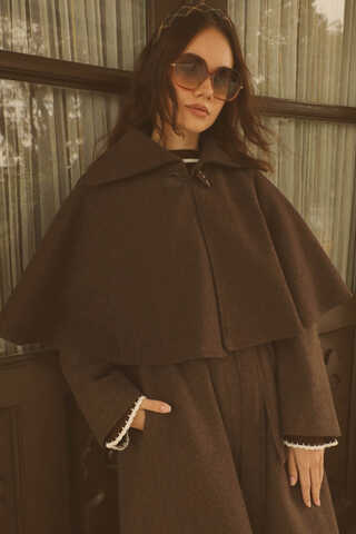 Pelerinli Kaban Kahverengi - 15