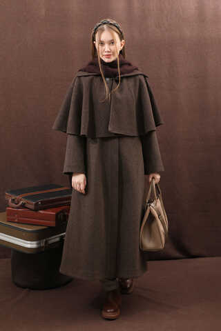 Pelerinli Kaban Kahverengi - 10