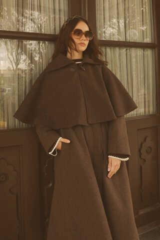 Pelerinli Kaban Kahverengi - 3