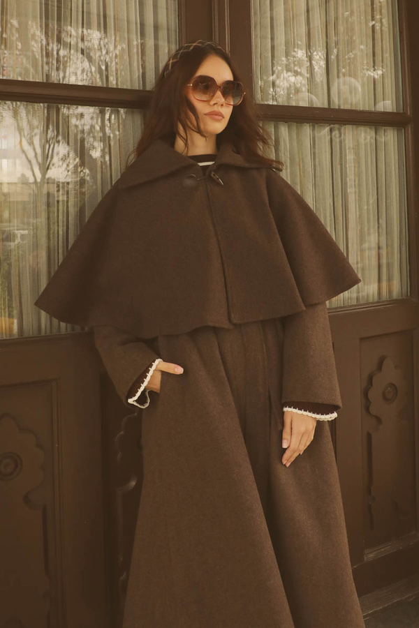 Pelerinli Kaban Kahverengi - 3