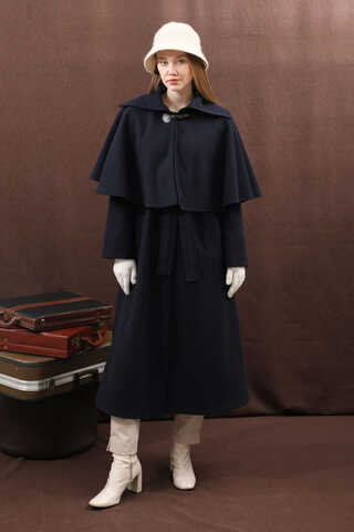 Pelerinli Kaban Lacivert - 13