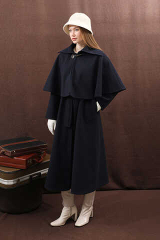 Pelerinli Kaban Lacivert - 14