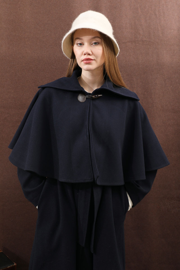 Pelerinli Kaban Lacivert - 10