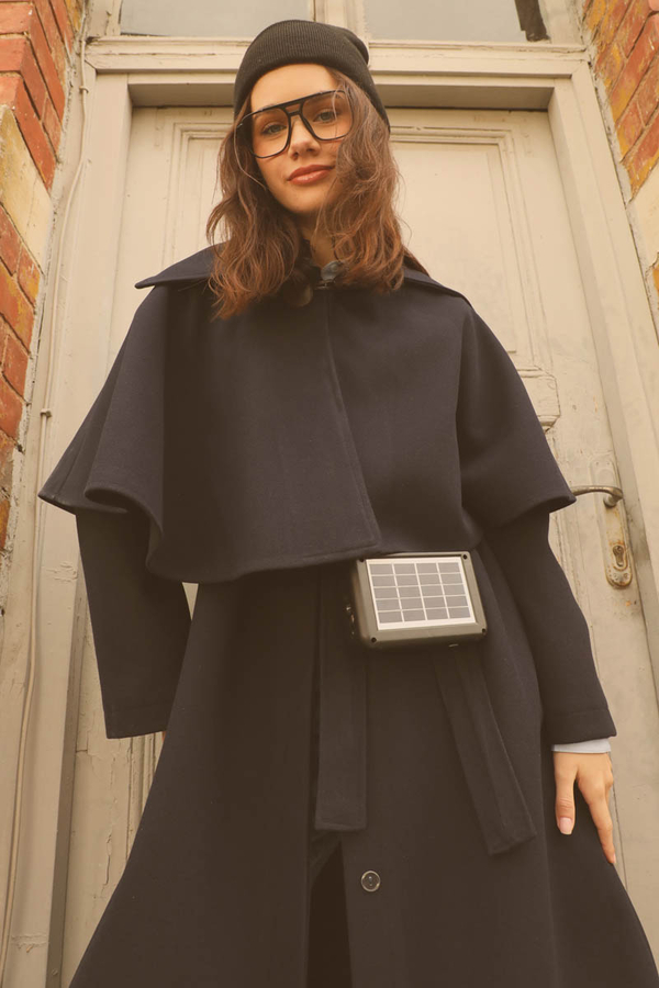 Pelerinli Kaban Lacivert - 5