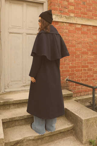 Pelerinli Kaban Lacivert - 9