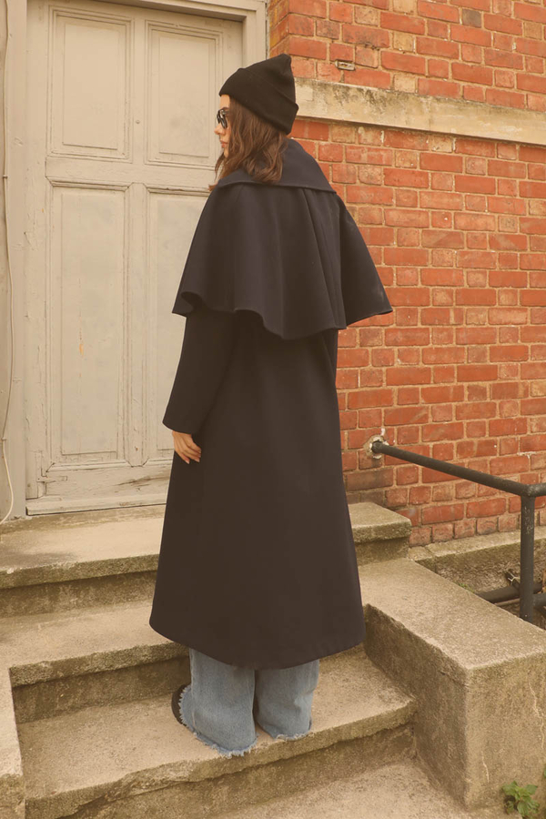 Pelerinli Kaban Lacivert - 9