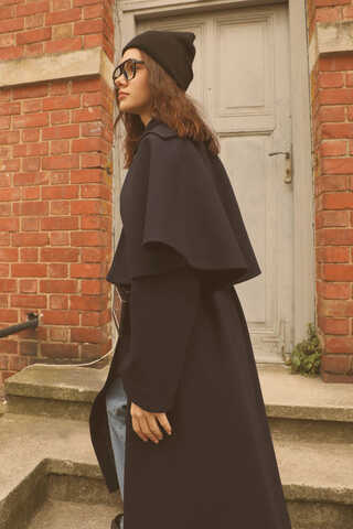 Pelerinli Kaban Lacivert - 7