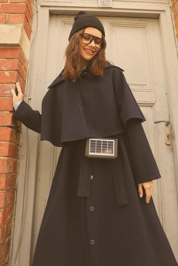 Pelerinli Kaban Lacivert - 3