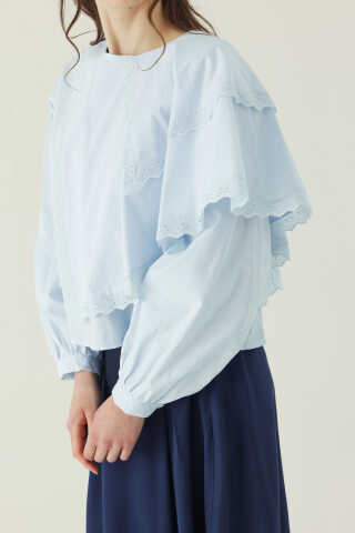 Pelerinli Poplin Gömlek Bebe Mavisi - 2