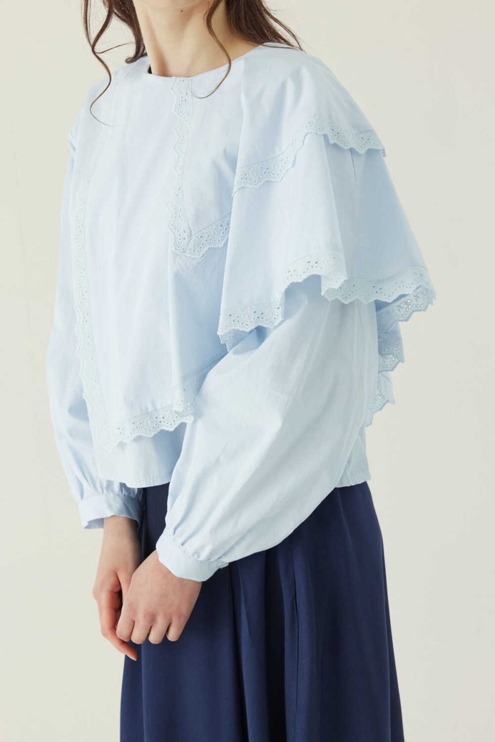 Pelerinli Poplin Gömlek Bebe Mavisi - 2