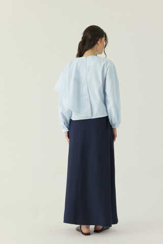 Pelerinli Poplin Gömlek Bebe Mavisi - 3