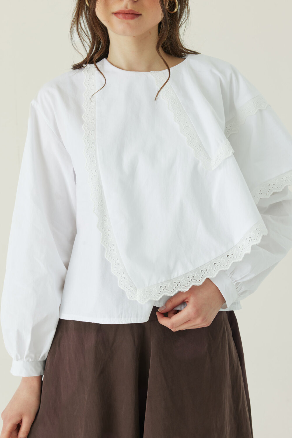 Pelerinli Poplin Gömlek Beyaz - 3