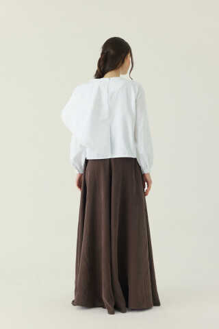 Pelerinli Poplin Gömlek Beyaz - 4