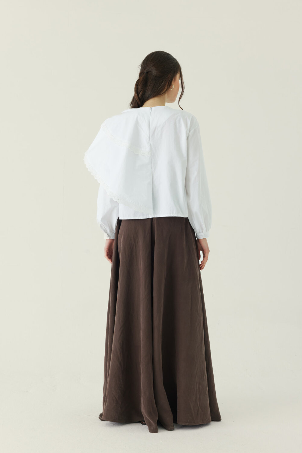 Pelerinli Poplin Gömlek Beyaz - 4
