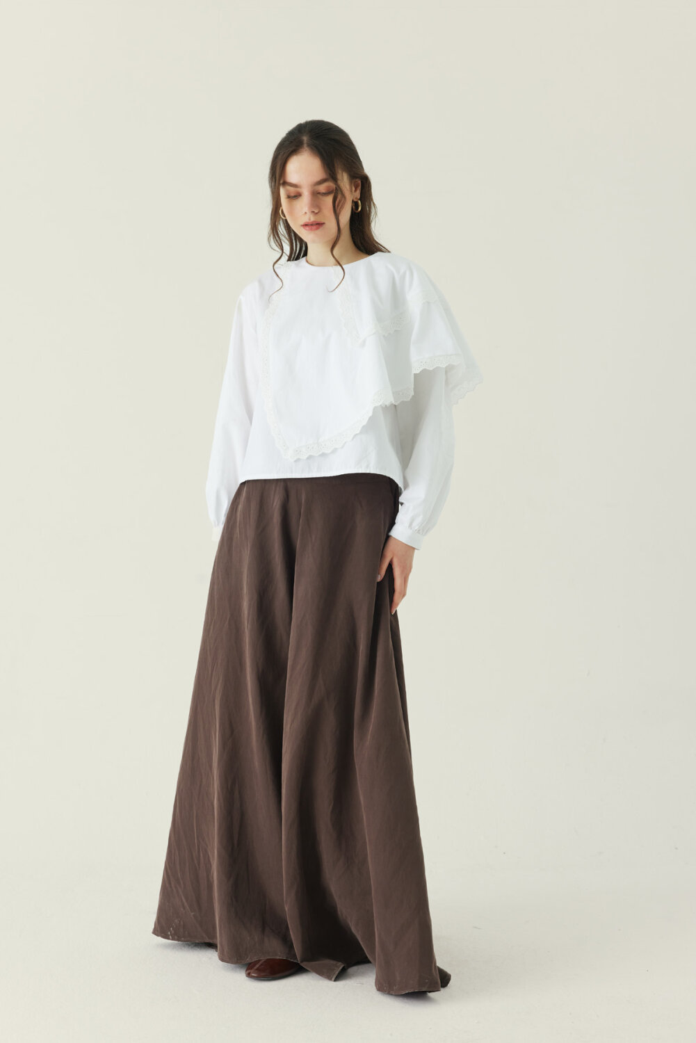 Pelerinli Poplin Gömlek Beyaz - 2