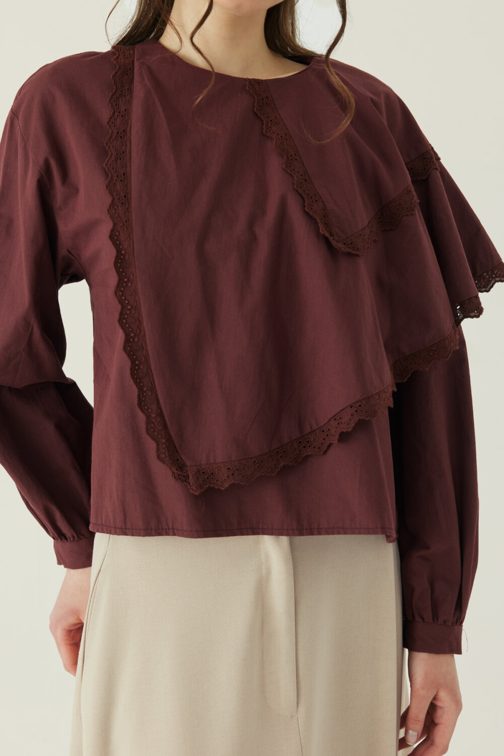 Pelerinli Poplin Gömlek Bordo - 2