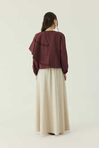 Pelerinli Poplin Gömlek Bordo - 4