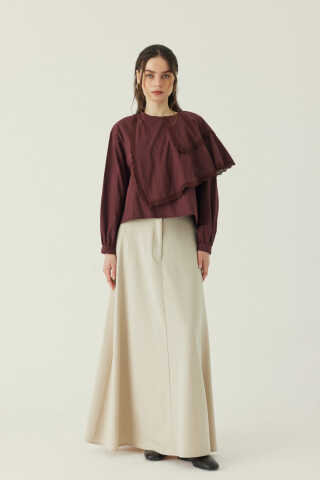 Pelerinli Poplin Gömlek Bordo - 3