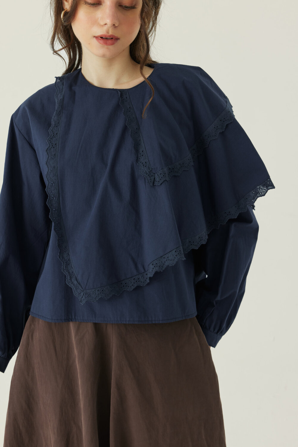 Pelerinli Poplin Gömlek Lacivert - 2