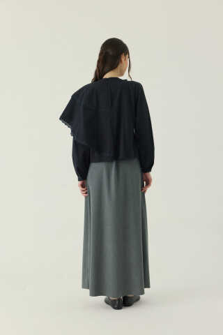 Pelerinli Poplin Gömlek Siyah - 3