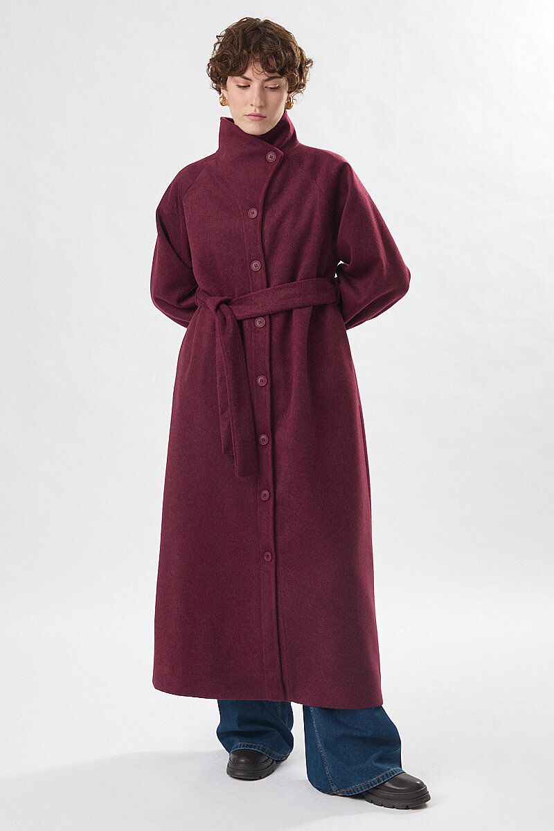 Pens Detaylı Kaban Bordo - 21