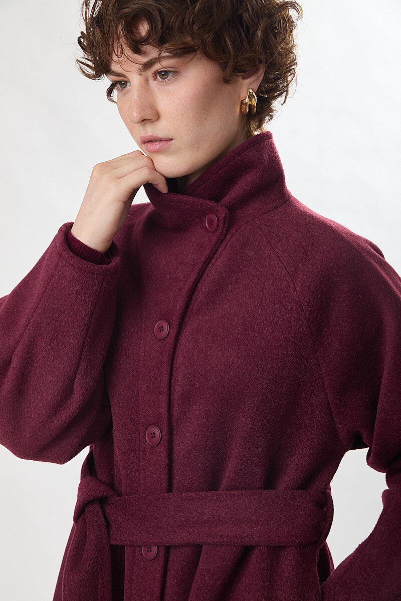 Pens Detaylı Kaban Bordo - 22