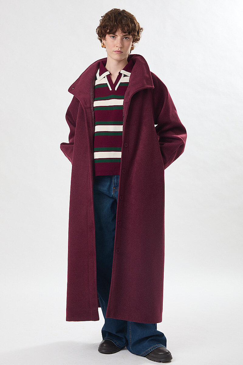 Pens Detaylı Kaban Bordo - 24