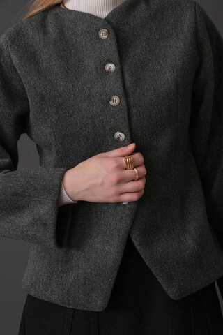Pens Detaylı Kısa Ceket Antrasit - 6