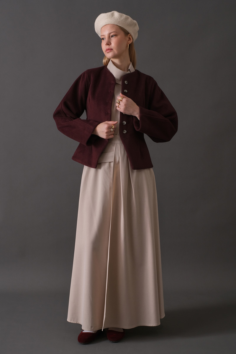 Pens Detaylı Kısa Ceket Bordo