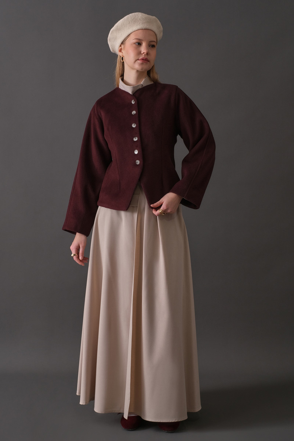 Pens Detaylı Kısa Ceket Bordo - 11