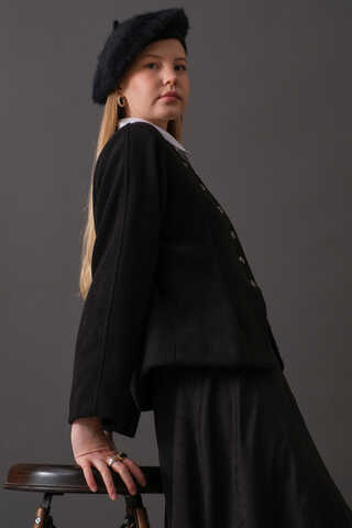 Pens Detaylı Kısa Ceket Siyah - 9