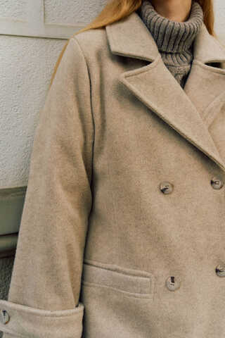 Pens Detaylı Kruvaze Kaban Taş - 4