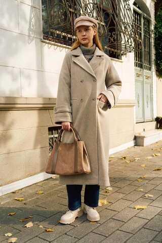 Pens Detaylı Kruvaze Kaban Taş - 11