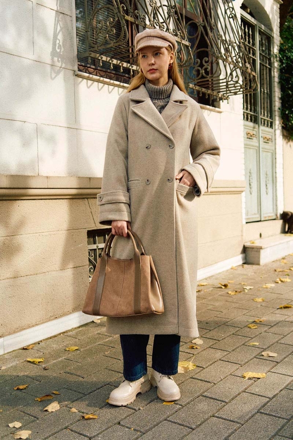 Pens Detaylı Kruvaze Kaban Taş - 11