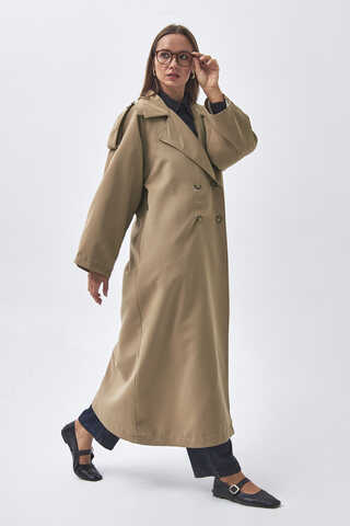 Pens Detaylı Kruvaze Trençkot Camel - 2